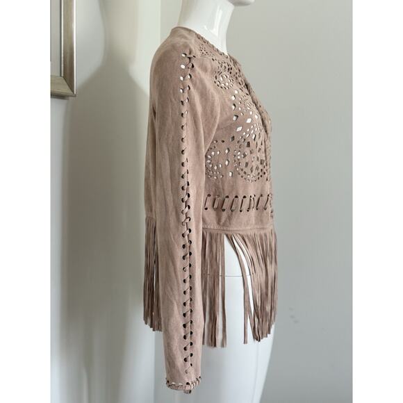 Lulumari Faux Suede Fringe Jacket Women’s M Boho Hippie Western Festival Indie - Picture 2 of 14